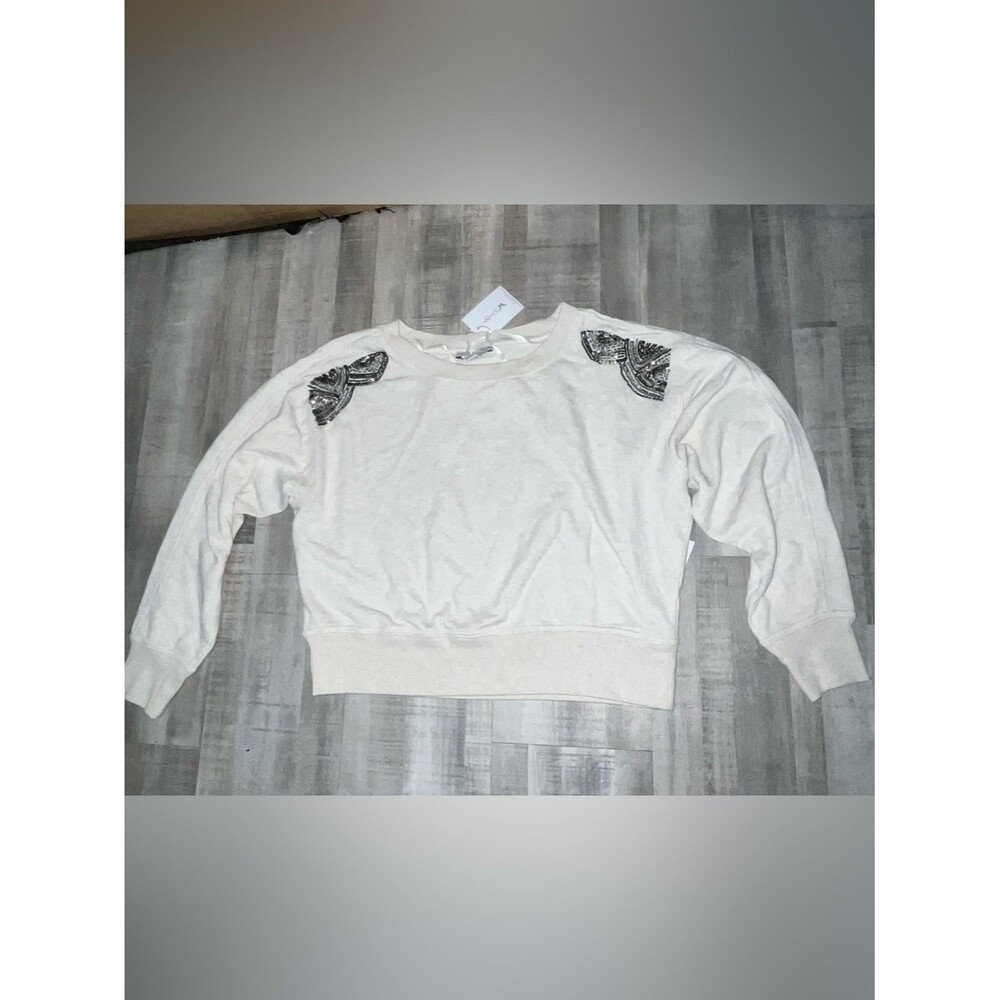 Jessica Simpson JS Khissa Crew Neck Pullover Sweatshirt Oatmeal Heather